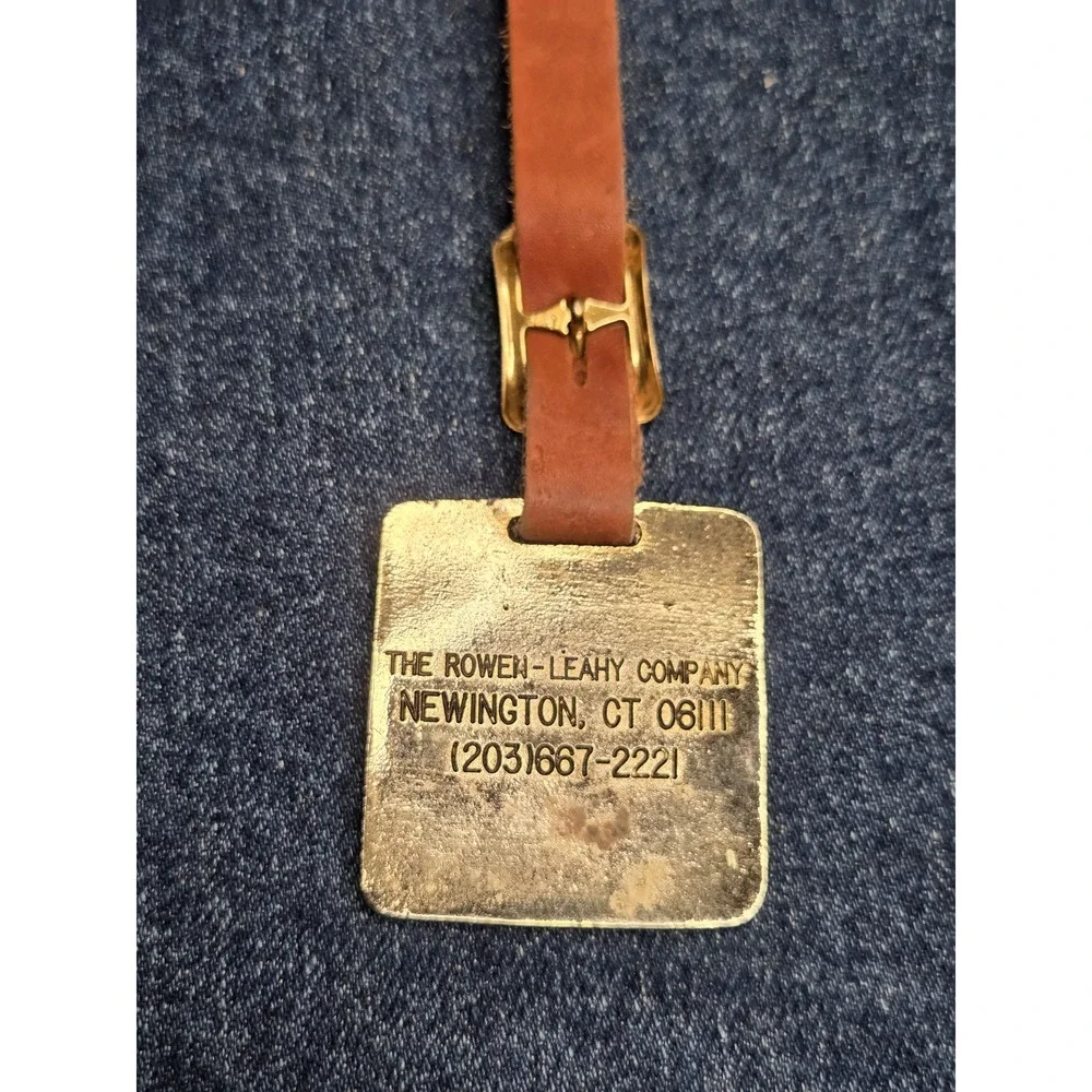 Koehring Excavator Brass and Leather Fob Suitcase Strap